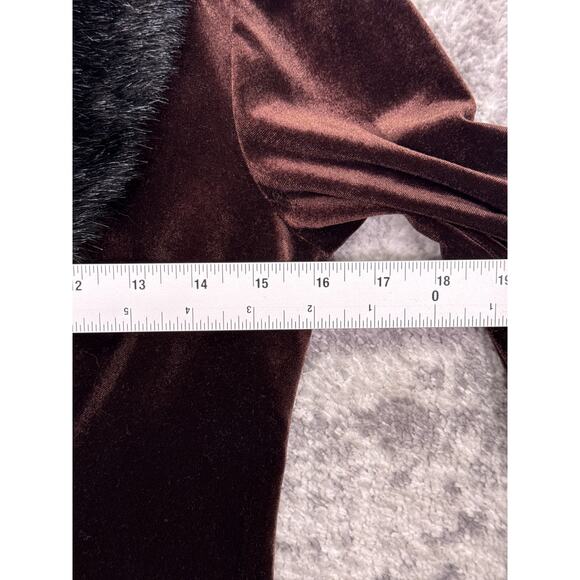 Vintage Forever 21 Cardigan Medium Womens Y2K Fur Trim Velvet Mob Wife - Picture 4 of 8